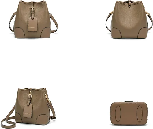 Vista 6 de Bolso de hombro pequeño de cuero con cordón para mujer de 2 vías