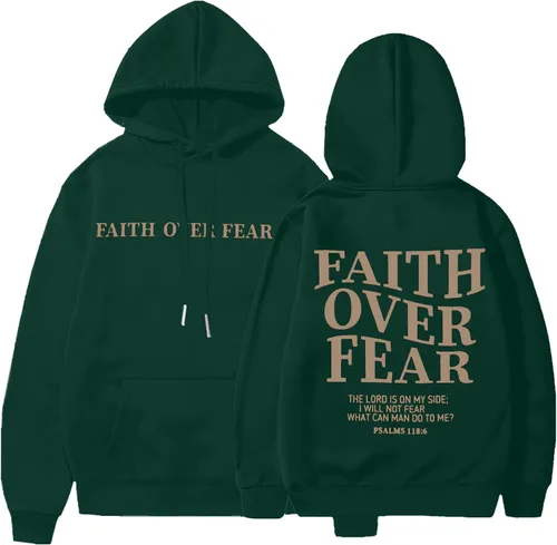 Vista 10 de BANGELY Sudadera Fe Sobre el Miedo para Mujeres, Sudadera Cristiana con Gráfico, Dichos Religiosos Cristianos, Jersey de Biblia, Tops de Pullover