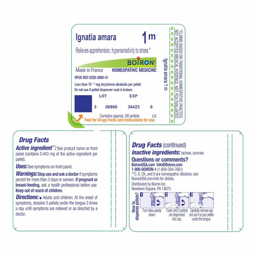 Vista 9 de Boiron Ignatia Amara 1M para aprehensión e hipersensibilidad al estrés - 80 pellets Gránulos homeopáticos de medicina única para aprehensión e