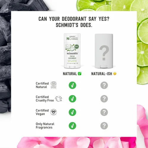 Vista 5 de Schmidt's - Desodorante natural unisex Fresh Cucumber, sin aluminio, sin olores por 24 h, certificado como natural, vegano y libre de crueldad