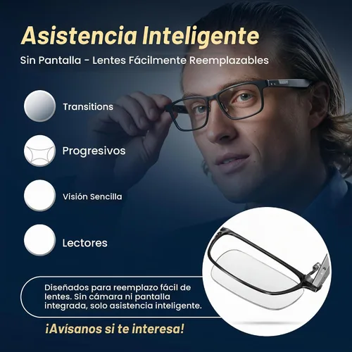 Vista 3 de Lentes inteligentes AI, audio Bluetooth de oído abierto, grabación de voz, traducción en tiempo real, transcripción de reuniones, marco de titanio