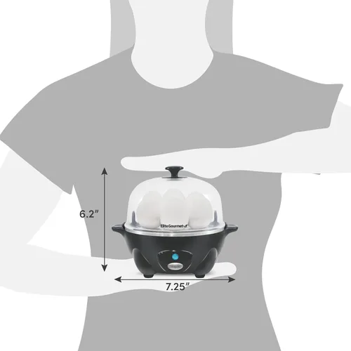 Vista 10 de Elite Gourmet EGC710DKG Cocedor Rápido de Huevos, 7 Huevos Hervidos Fáciles de Pelar, Duros, Medianos, Suaves, Escalfador, Máquina para Omelettes