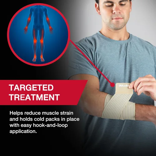 Vista 3 de MUELLER Sports Medicine - Envoltura de apoyo multiusos para hombres y mujeres, compresión ajustable para soporte articular y muscular, color beige