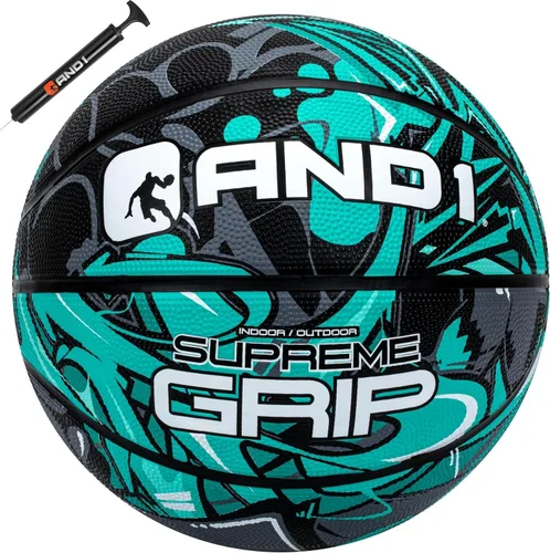 Vista 14 de AND1 Supreme Grip - Pelota de baloncesto de goma de tamaño 7 (29.5 pulgadas) con construcción de canal profundo, pelota oficial de Streetball, hecha
