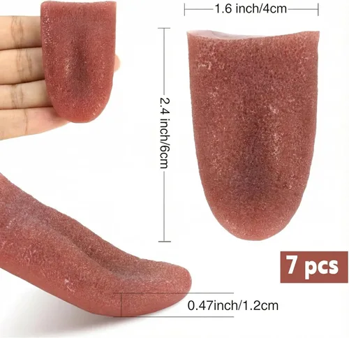 Vista 2 de Lengua falsa para Halloween, lengua falsa horrible, trucos de lengua, juguetes de lengua, trucos de utilería, lengua falsa realista