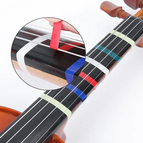 Vista 7 de 7 rollos de cintas para diapasón de violín, calcomanías de guía de dedo para violín, posiciones de violonchelo de 216 pies, cinta para practicar