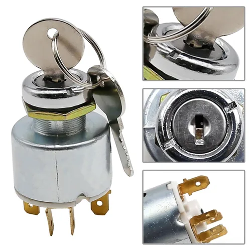 Vista 4 de 31973K4183 Interruptor de arranque de llave de encendido impermeable con 3 posiciones, 5 terminales, 2 llaves, adecuado para automóviles