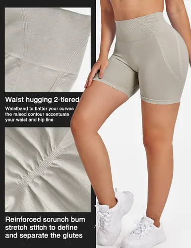 Vista 3 de YEOREO Pantalones cortos de entrenamiento sin costuras para mujer