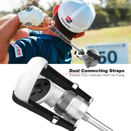 Vista 2 de Aluminum Golf Club Attachment Compatible with Oculus Quest 2 and Rift S, VR Golf Club Handle Accessory with Realistic Grip Handle, Locking System