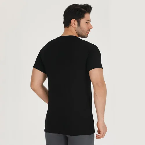Vista 2 de BAMBOOVEN Paquete de 3 camisetas con cuello en V y rayón de bambú para Cuello en V - Negro