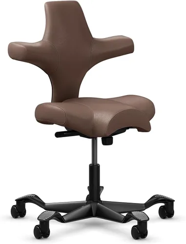 Vista 20 de HAG Capisco Silla de escritorio estándar ajustable, marco negro, asiento negro de vinilo ónix