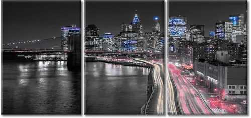 Vista 57 de TUMOVO Arte de pared en blanco y negro con paisaje urbano de Nueva York, decoración de pared de horizonte de Nueva York para sala de estar, puente