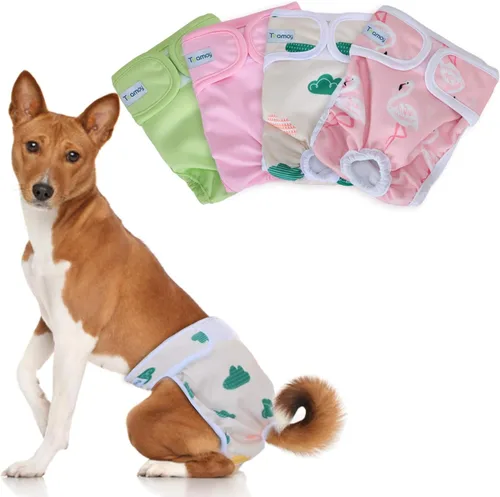 Vista 14 de Teamoy 4 piezas de pañales lavables para perras, fundas reutilizables para pañales de perras, superabsorbentes y cómodas, XS