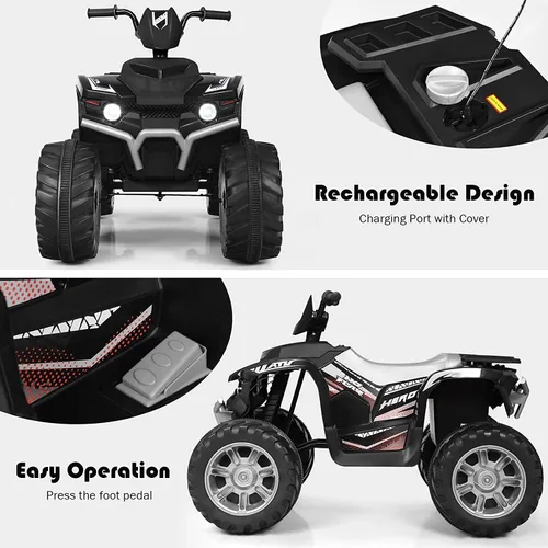 Vista 4 de OLAKIDS 12V Cuatriciclo para niños, vehículo eléctrico de 4 ruedas para niños pequeños, cuatriciclo motorizado con batería para niños y niñas