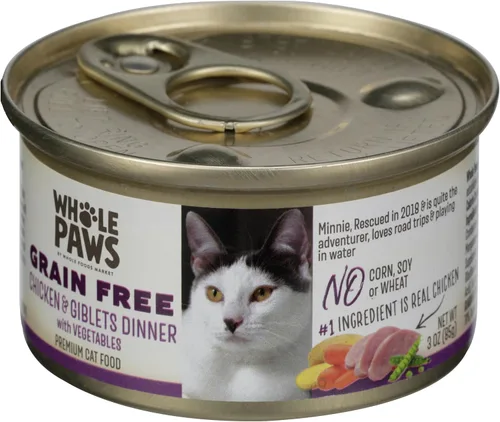 Vista 6 de Whole Paws, alimento húmedo para gatos sin granos, pastel de carne de res con verduras, 3 onzas