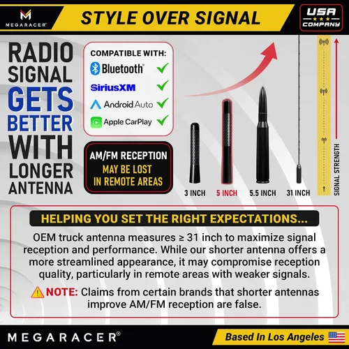 Vista 7 de Antena corta de fibra de carbono negra de 5 pulgadas para Ford F150 F250 Bronco RAM 1500 Chevy Silverado GMC Sierra Wrangler Gladiator Tundra Tacoma
