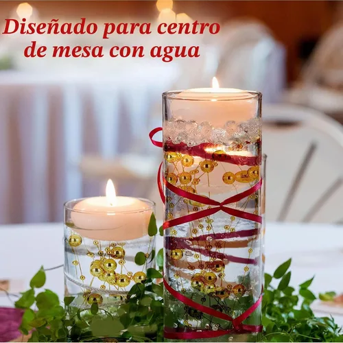 Vista 2 de Geosar 48 piezas de cadena de perlas artificiales para velas flotantes Dorado
