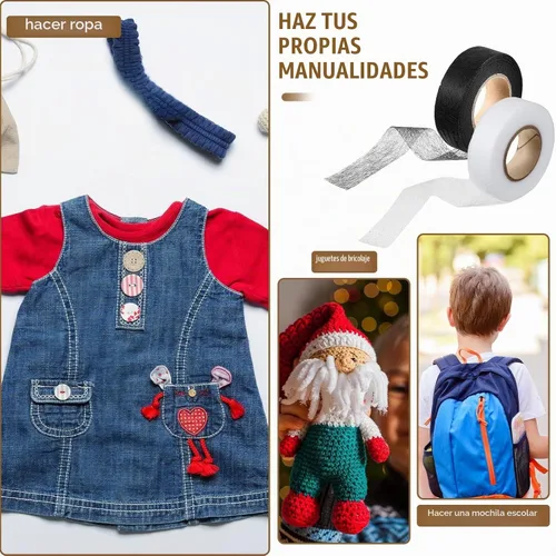 Vista 7 de Outus 2 rollos de cinta de dobladillo de tela adhesiva para planchar sin coser para pantalones cada uno de 1/2 pulgada