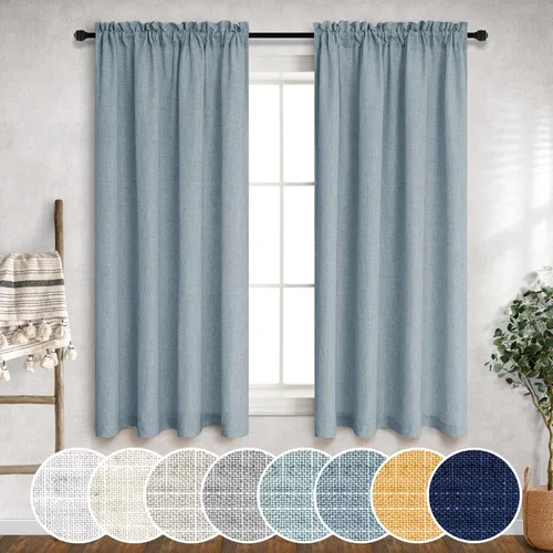 Vista 26 de Mrs.Naturall - Cortinas transparentes con bolsillo para barra de 36x63 pulgadas de lino mezclado negro