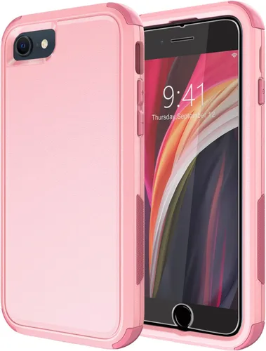 Vista 9 de Diverbox Funda diseñada para iPhone SE con protector de pantalla, resistente a los golpes, resistente a los golpes, para Apple iPhone se Phone Negro