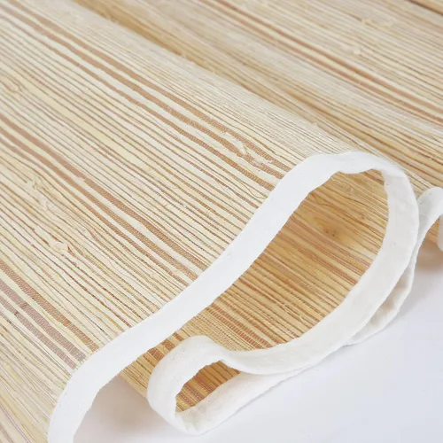 Vista 13 de Persianas romanas de bambú opacas sin cordones con salvia, persianas de ventana de caña de tejido natural con borde, persianas de bambú enrollables