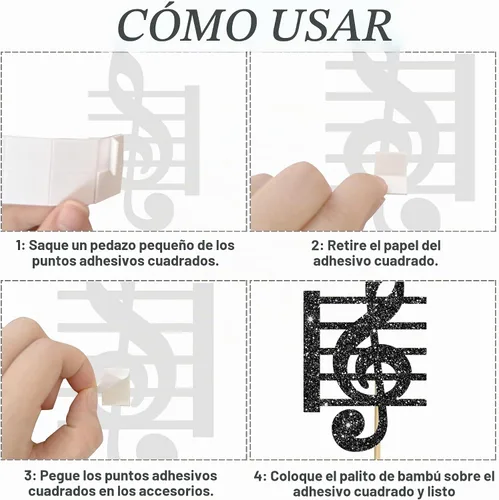 Vista 4 de Palillos de centro de mesa de notas musicales, 12 piezas de temática musical, decoración de cumpleaños, centros de mesa de fiesta musical, símbolos