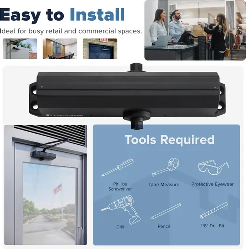 Vista 8 de Cierrapuertas comercial – Cierrapuertas automático de grado 1 resistente para uso comercial – Bisagra de resorte hidráulico automático – FS-7600B UL