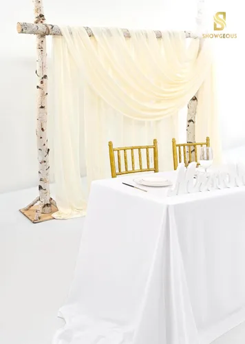 Vista 5 de Tela para Cortinas de Arco de Boda, 8 Paneles de 28" x 20 pies Beige, Cortinas de Arco de Boda para Ceremonia, Cortinas de Tela de Gasa, Cortinaje