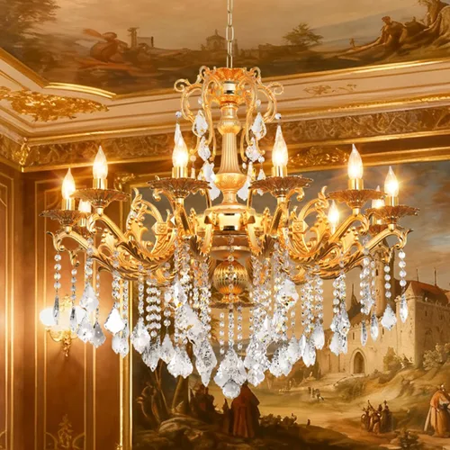 Vista 8 de Moderna Elegante Araña de 6 Luces de Cristal K9 en Bronce Antiguo Iluminación de Techo Colgante Estilo Europeo para Comedor, Sala de Estar