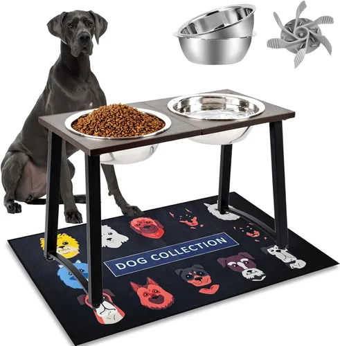 Vista 7 de Cuencos elevados para perros medianos y pequeños, 5 alturas ajustables, soporte elevado para perros con 2 cuencos de comida de acero inoxidable