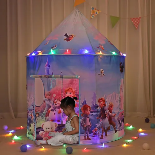 Vista 8 de Tienda de campaña y luces de castillo de hielo para niños, casa de juegos interior para niños, 41 x 53 pulgadas