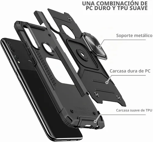 Vista 6 de Asuwish Funda compatible con Huawei Y9 Prime 2019 y protector de pantalla de vidrio templado, soporte de anillo celular con soporte para teléfono