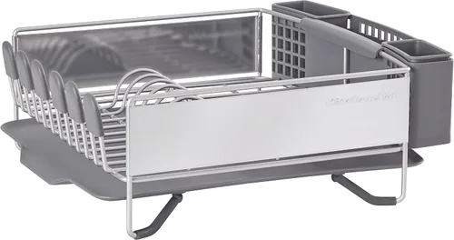 Vista 18 de KitchenAid Escurridor de platos compacto, que ahorra espacio, resistente al óxido con organizador de cubiertos extraíble y bandeja de escurrido Negro