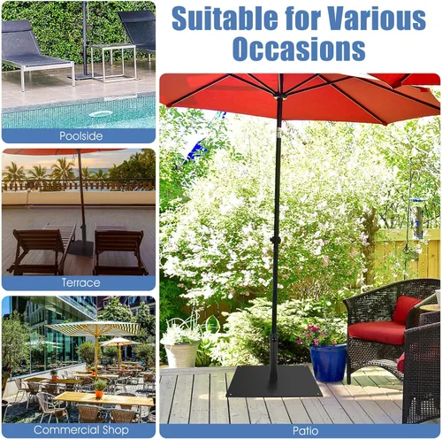 Vista 8 de HAPPYGRILL Base de sombrilla de patio de 20 pulgadas, soporte cuadrado de 35 libras para sombrilla de mercado al aire libre con 4 almohadillas