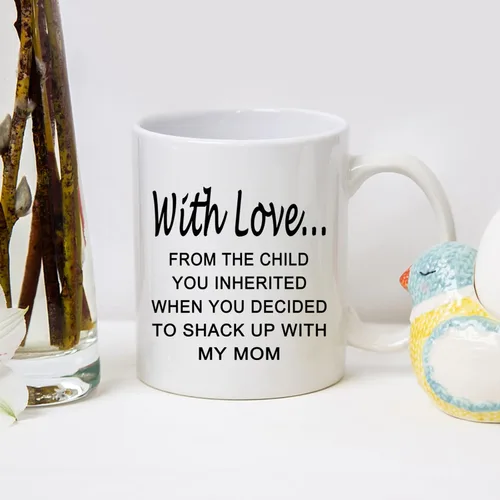Vista 5 de WENSSY Regalos para padrastro, taza con amor del niño que heredaste, regalo de cumpleaños para el día del padre para padrastro de hijastra hijastro