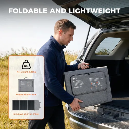 Vista 3 de Panel solar portátil de 100 W para generador de central eléctrica, célula solar plegable de 19.8 V con batería de alta eficiencia, impermeable IP65