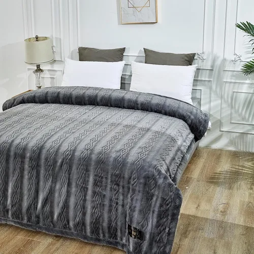Vista 6 de LGYKUMEG Manta pesada de visón coreano de 10 libras, manta de forro polar de felpa cálida para invierno, sedosa suave y cálida, manta de cama Beige