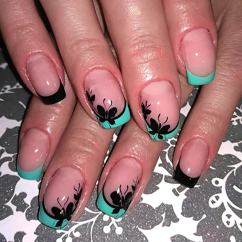 Vista 22 de Juego de 24 uñas postizas cuadradas cortas a presión, 3D, para primavera y verano, reutilizables, color naranja, uñas postizas a presión, lindas