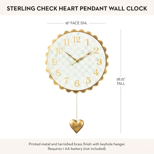 Vista 4 de MACKENZIE-CHILDS Sterling Check - Reloj de pared con colgante de corazón