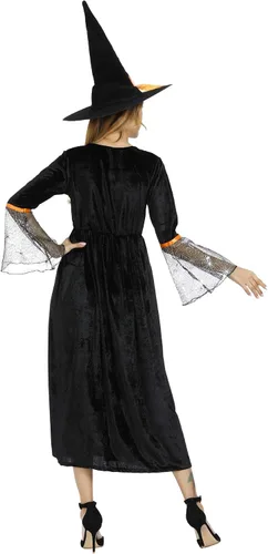 Vista 7 de Disfraz de bruja para mujer Vestido largo clásico de hechicera