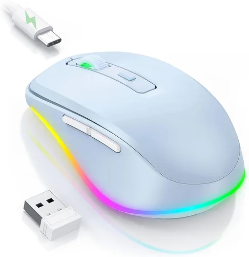 Vista 14 de PEIOUS Ratón Inalámbrico Jiggler – Ratones Inalámbricos LED con Jiggler Mover Integrado, Ratón Móvil Recargable para Computadora con Movimiento