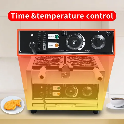 Vista 4 de Taiyaki - Máquina eléctrica Taiyaki para hacer gofres de pescado, 3 piezas, revestimiento de teflón antiadherente, hierro en forma de pescado, 110
