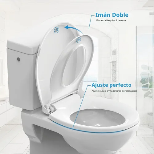Vista 6 de Asiento de inodoro redondo con asiento de entrenamiento para ir al baño integrado, asiento de inodoro para niños pequeños, asiento y funda magnética