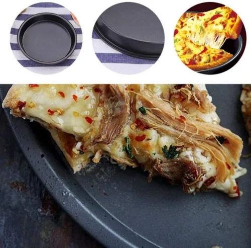 Vista 7 de Pan de pizza Pan Pizza Hornear Set Acero al Carbono antiadherente Cocina Molde de Horno Redondo