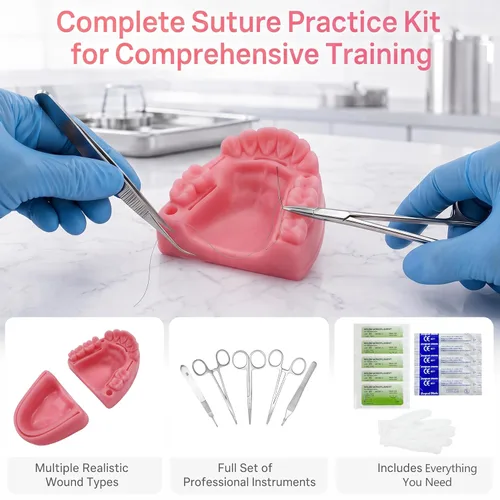 Vista 5 de Kit de práctica de sutura dental, kit de sutura oral YOUYA DENTAL para entrenamiento de sutura con corte biónico de encías oral y sutura gingival, 2