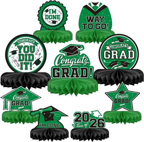 Vista 14 de 9 piezas de decoraciones de fiesta de graduación para clase de 2026, centro de mesa de felicitaciones de graduación de felicitaciones de graduación