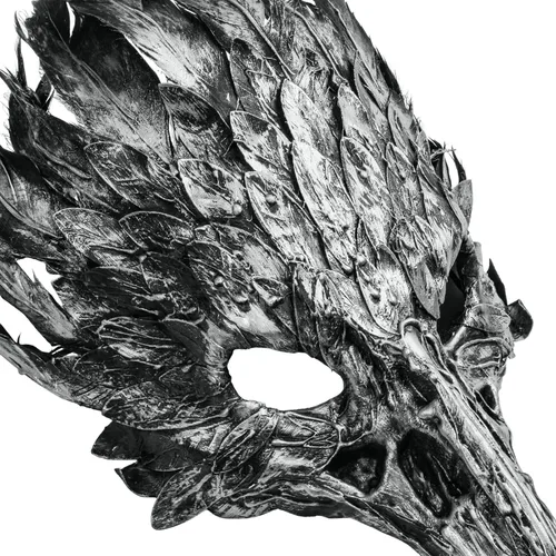 Vista 4 de ILOVEMASKS Máscara plateada para adultos, cosplay, fiesta de Halloween, máscara de plumas de cráneo, cuervo, cráneo, veneciano, Mardi Gras, baile