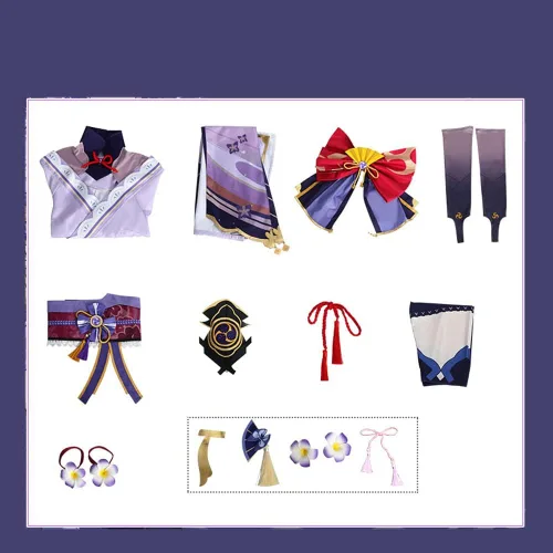Vista 4 de DAZCOS Disfraz de cosplay Raiden Shogun de talla asiática para mujer para Halloween