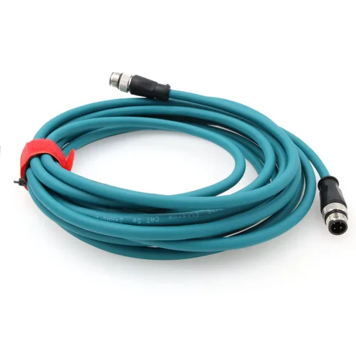 Vista 8 de M12 4Pin D-Code macho a D-Code Extensión macho Ethernet blindado Cat5 Cable para automatización industrial (1M, azul)