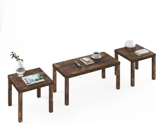 Vista 8 de Furinno Mesa auxiliar pequeña, cuadrada, roble